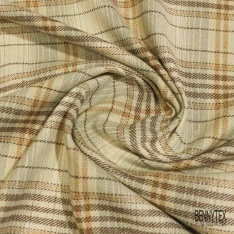 Coton viscose gratté chemise bûcheron tissé teint tartan rouge beige ocre gris clair blanc cassé