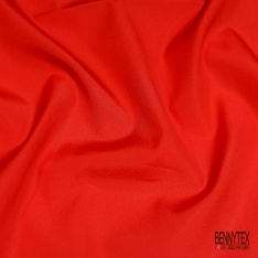Popeline coton polyamide uni rouge pompier