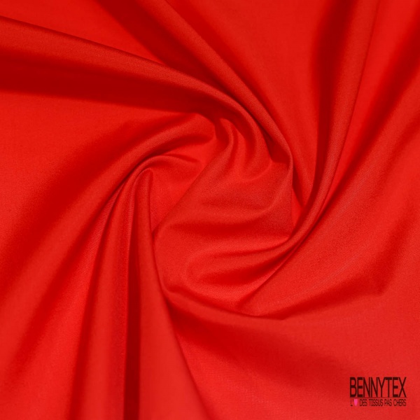Popeline coton polyamide uni rouge pompier