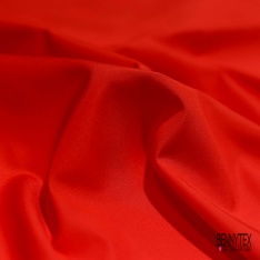 Popeline coton polyamide uni rouge pompier