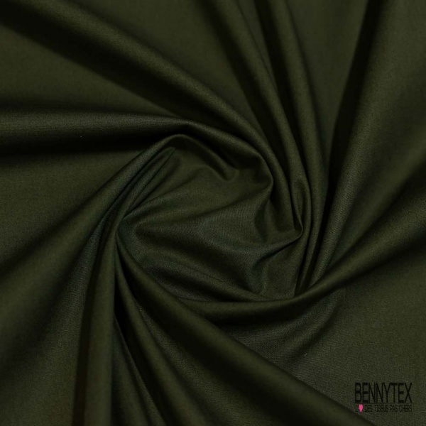 Popeline coton polyamide élasthanne uni kaki militaire