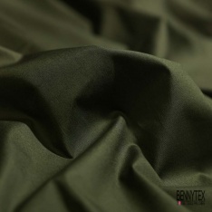 Popeline coton polyamide élasthanne uni kaki militaire