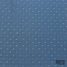 Double gaze de coton broderie anglaise bleu de Copenhague