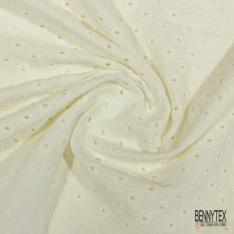 Double gaze de coton broderie anglaise blanc cassé