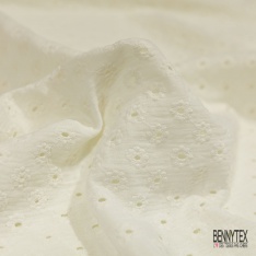 Double gaze de coton broderie anglaise blanc cassé
