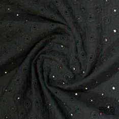 Double gaze de coton broderie anglaise noir