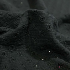 Double gaze de coton broderie anglaise noir