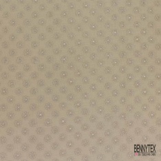 Double gaze de coton broderie anglaise beige pastel