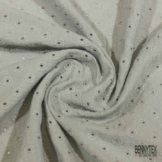 Double gaze de coton broderie anglaise gris perle