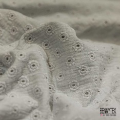 Double gaze de coton broderie anglaise gris perle