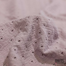 Double gaze de coton broderie anglaise brouillard de mer