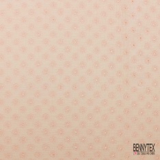 Double gaze de coton broderie anglaise rose pastel