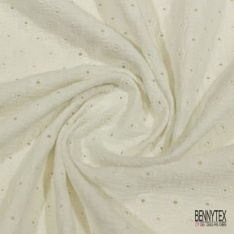 Double gaze de coton broderie anglaise blanc optique