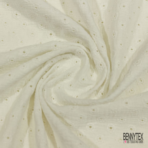 Double gaze de coton broderie anglaise blanc optique