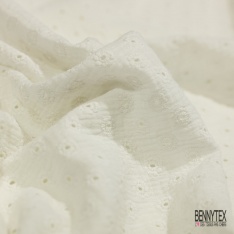 Double gaze de coton broderie anglaise blanc optique