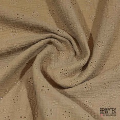 Double gaze de coton broderie anglaise sable de la prairie