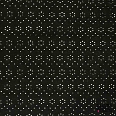 Voile de coton broderie anglaise imprimé fleur et sinusoïde noir