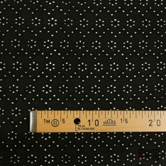 Voile de coton broderie anglaise imprimé fleur et sinusoïde noir