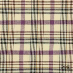 Coton viscose gratté chemise bûcheron tissé teint tartan bleu rouge blanc cassé