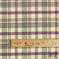 Coton viscose gratté chemise bûcheron tissé teint tartan bleu rouge blanc cassé