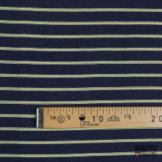 Viscose polyamide imprimé rayure horizontale navy ciel blanc éclatant
