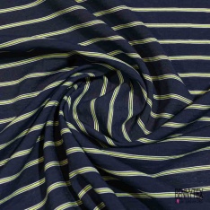 Viscose polyamide imprimé rayure horizontale navy ciel blanc éclatant