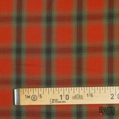 Coton viscose tissé teint tartan noir ocre blanc cassé choco
