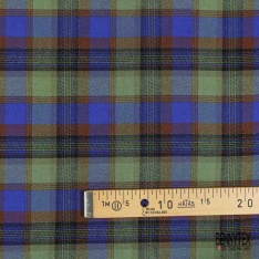 Coton viscose gratté chemise bûcheron tissé teint tartan bleu rouge blanc cassé