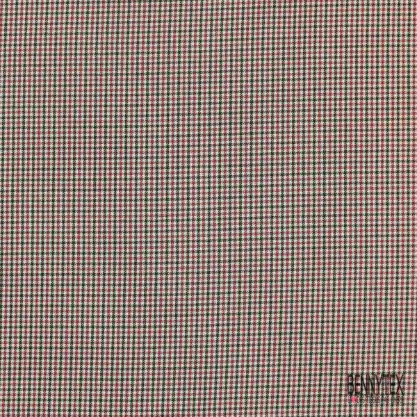 Coton viscose tissé teint pied de puce vintage lie de vin noir blanc discret