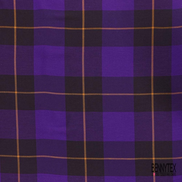 Coton viscose chemise bûcheron tissé teint tartan raison sec violet abricot givré