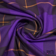 Coton viscose tissé teint pied de puce vintage lie de vin noir blanc discret