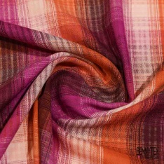 Coton gratté tissé teint motif écossais rouge cerie bleu nuit blanc optique