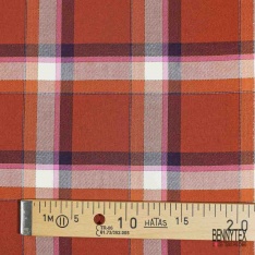 Coton viscose chemise bûcheron tissé teint tartan raison sec violet abricot givré