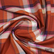Coton viscose chemise bûcheron tissé teint tartan raison sec violet abricot givré