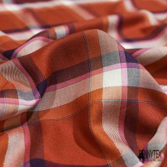 Coton viscose chemise bûcheron tissé teint tartan raison sec violet abricot givré