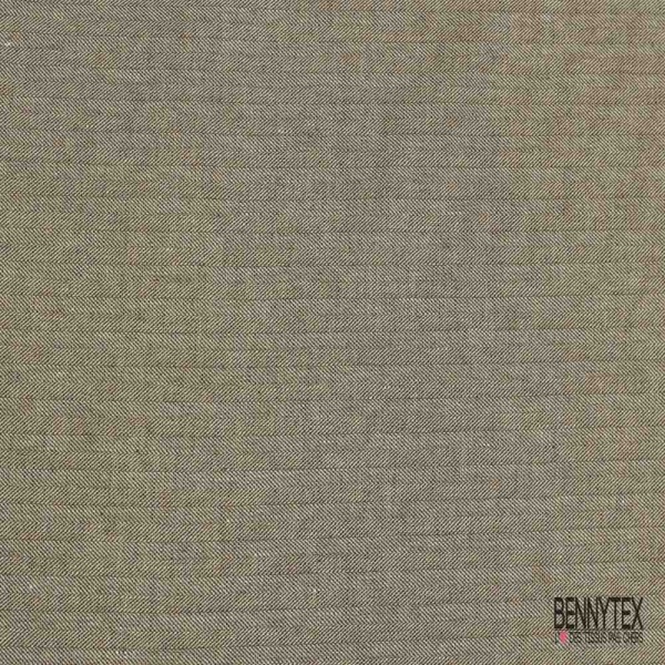 Laine coton costume motif chevron taupe blanc cassé