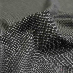 Laine coton costume motif chevron taupe blanc cassé