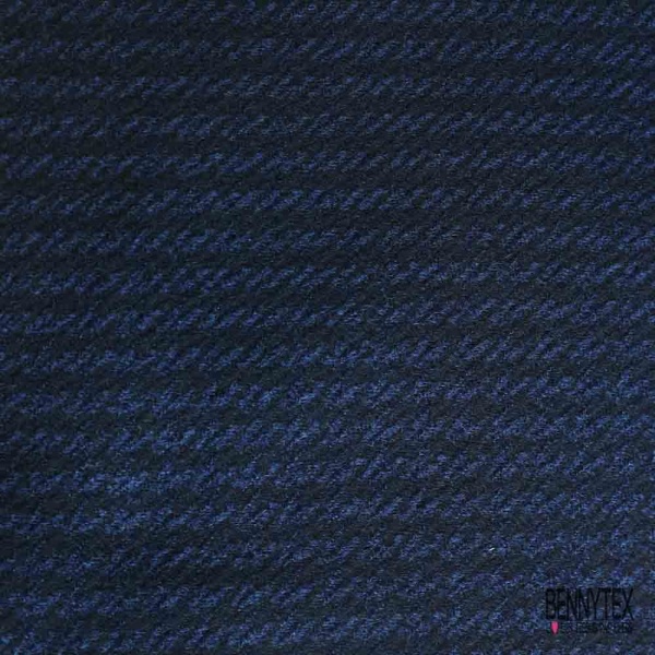 Sergé de laine souple motif pied de coq noir marine