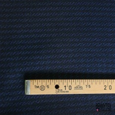 Sergé de laine souple motif pied de coq noir marine