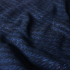 Sergé de laine souple motif pied de coq noir marine