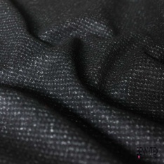 Cachemire de laine souple pied de puce chiné noir gris moyen