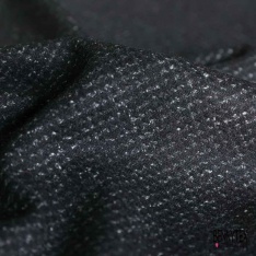 Cachemire de laine souple pied de puce chiné noir gris moyen