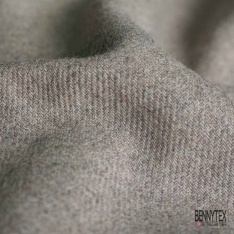 Sergé de laine gratté souple taupe beige chiné