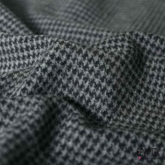 Drap de laine souple pied de puce noir gris clair