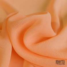 Mousseline de soie crêpon uni beige nude