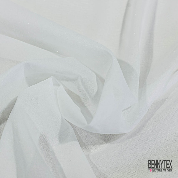 Coupon 3m grain de coton fin élasthanne uni blanc optique