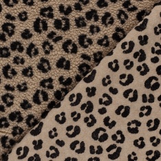 Sherpa Fleece tissu jacquard léopard taupe