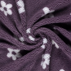 Sherpa Fleece tissu jacquard fleur fond aubergine