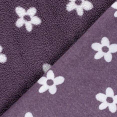 Sherpa Fleece tissu jacquard fleur fond aubergine