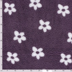 Sherpa Fleece tissu jacquard fleur fond aubergine